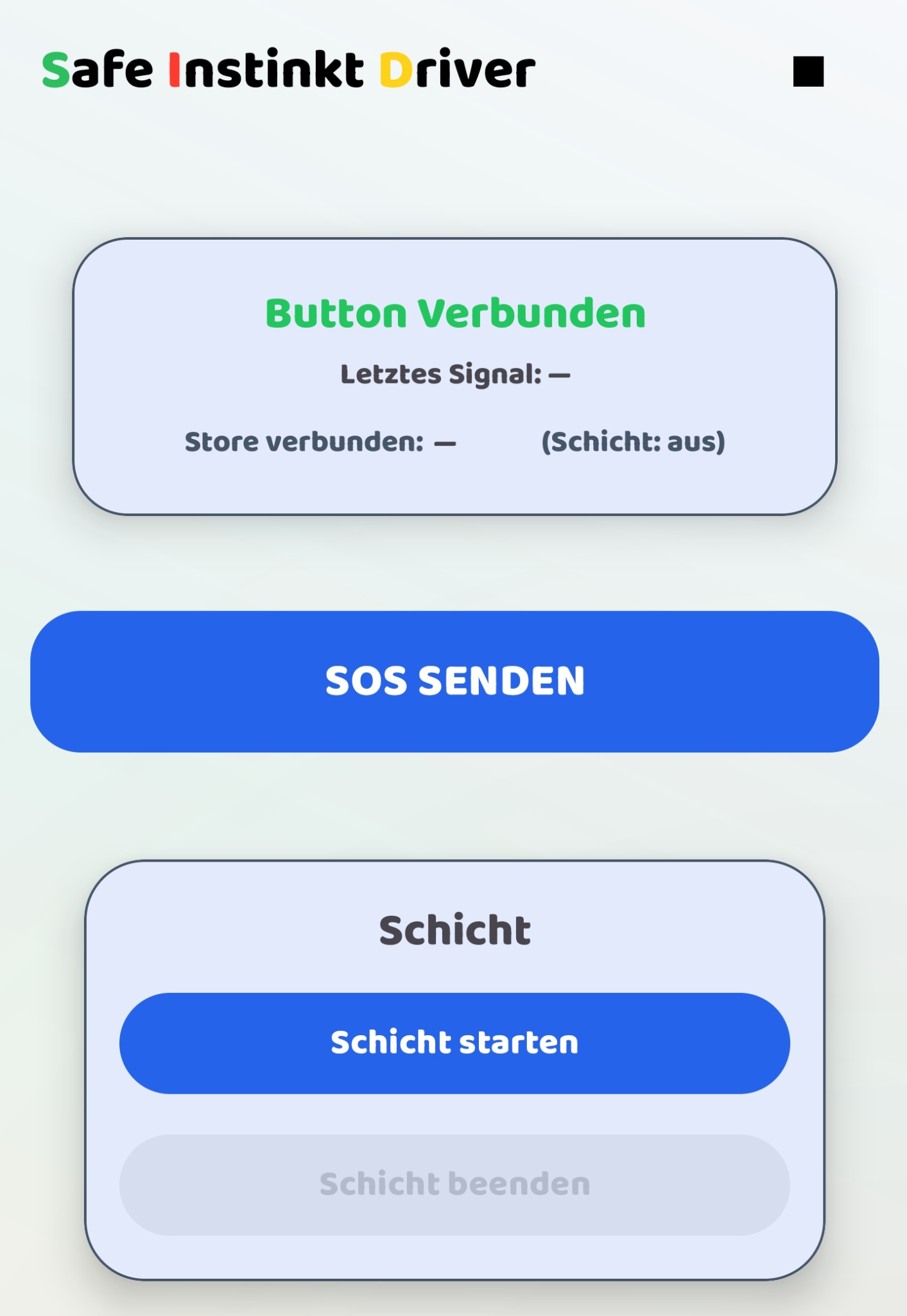 Safe Instinkt Driver App – SOS und Schicht